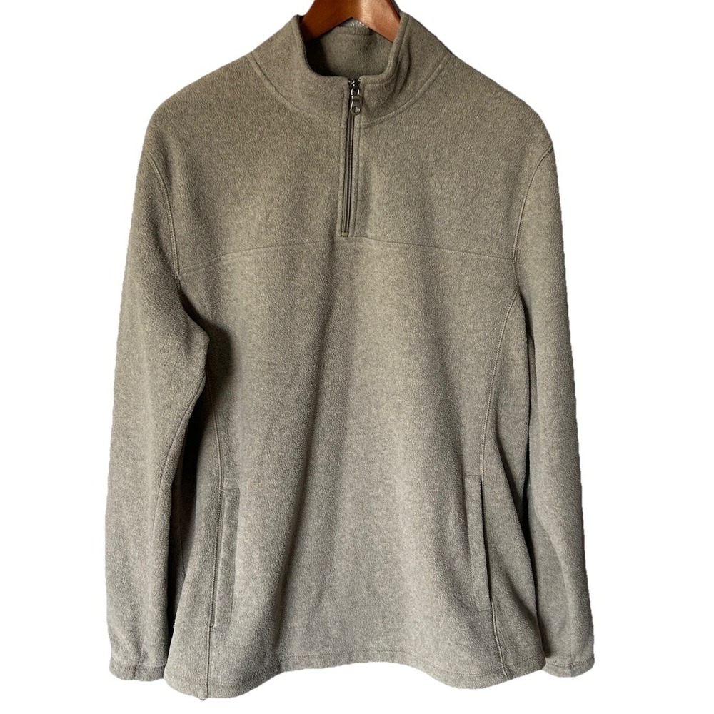 Croft And Barrow Fleece 1/4 Zip Pullover Size L Green Toggle Outdoor Soft